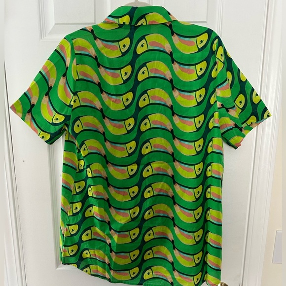 Farm Rio Tropical Green Toucan Print Shirt tubacana button down - Picture 6 of 9